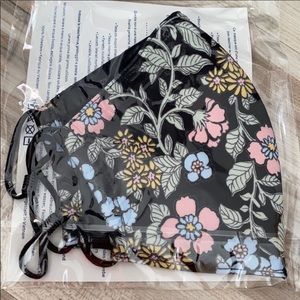 Tory Burch Face Mask Black Floral Print